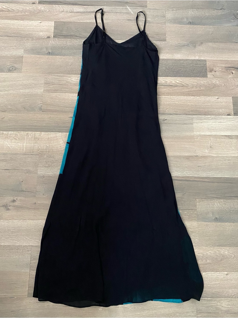 Vintage Y2K Dressbarn Blue Black Floral Beaded Maxi Dress L Whimsigoth Fairy - Picture 11 of 11